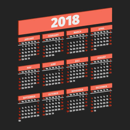 Three dimensional 2018 year calendar.のイラスト素材