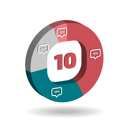 Three dimensional circle chart design with shadowのイラスト素材