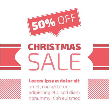 Christmas sale banner on white background, vector illustration.のイラスト素材
