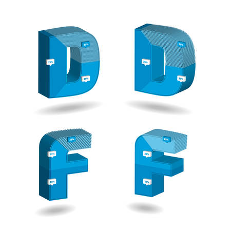 Three dimensional chart design based on letter D and Fのイラスト素材