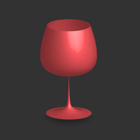 Three dimensional red wine glass with shadow on black backgroundのイラスト素材