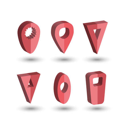 Three dimensional map pointers setのイラスト素材
