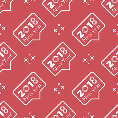 Flat design red color New Year seamless pattern.のイラスト素材