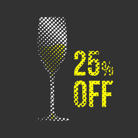 Halftone wine glass with sample commertial textのイラスト素材