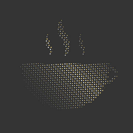 Halftone cup of coffee design on a black backgroundのイラスト素材