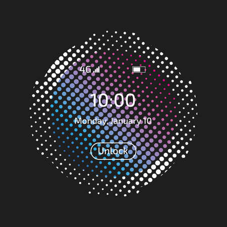 Halftone modern smart watches design on a black backgroundのイラスト素材