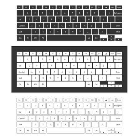 Outlined Laptop keyboard set on white and black backgroundsのイラスト素材