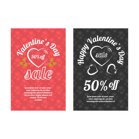 Valentine's Day Sale banners set with red and black backgroundsのイラスト素材