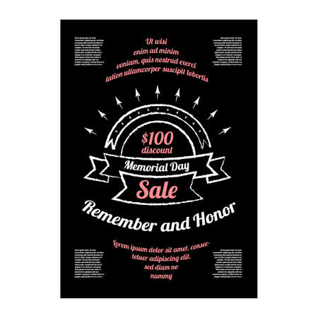 Memorial day vintage sale banner on a black backgroundのイラスト素材