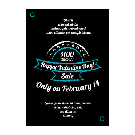 Happy Valentine Day vintage banner on black backgroundのイラスト素材