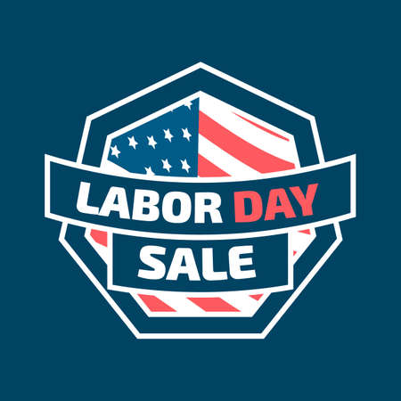 Labor day sale banner with American flagのイラスト素材
