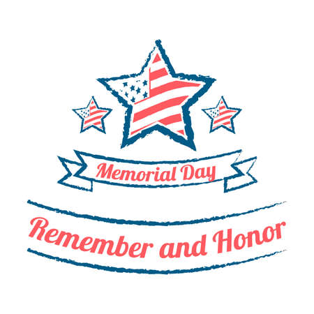 Memorial day banner with stars and USA flagのイラスト素材