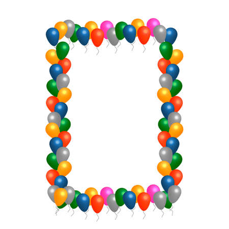 Colored Helium balloons vector frame with white backgroundのイラスト素材
