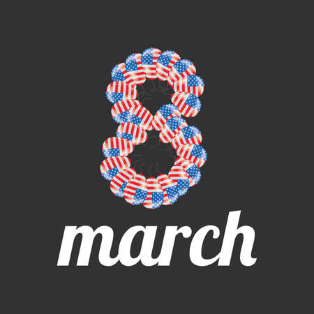 march 8 banner with usa flagのイラスト素材