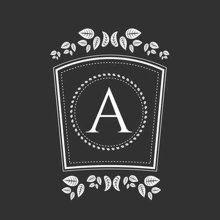 Vintage monogram or vignette on a black backgroundのイラスト素材