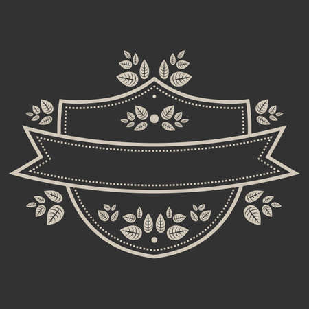 Vintage vector vignette in floral style on black backgroundのイラスト素材