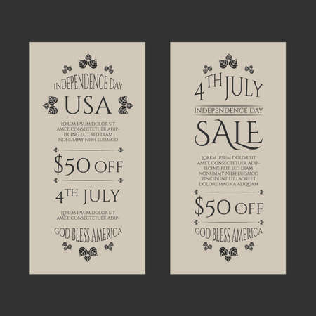 American Independence day sale banners set in vintage floral themeのイラスト素材