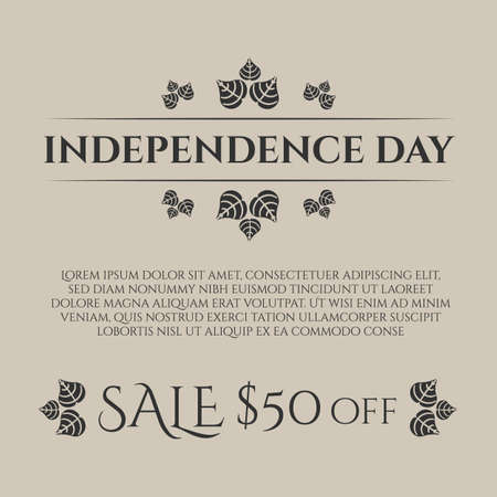 American Independence day sale banner in vintage floral themeのイラスト素材