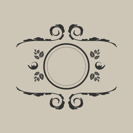 Vintage vector vignette ornament frame on beige backgroundのイラスト素材