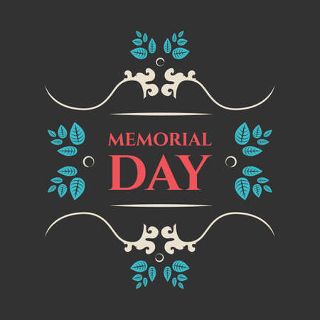 Memorial day vintage style vector banner, floral themeのイラスト素材