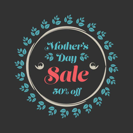 Mothers day Sale vintage style vector banner on black backgroundのイラスト素材