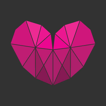 Vector Lowpoly Pink Heart on a black backgroundのイラスト素材