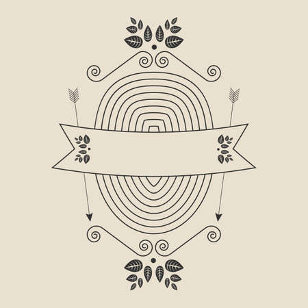 Vintage vector vignette on a beige backgroundのイラスト素材