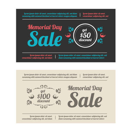 Memorial day Sale banners on a black and biege backgroundsのイラスト素材