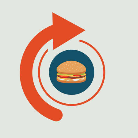 Fast food signboard with arrow in a vintage styleのイラスト素材