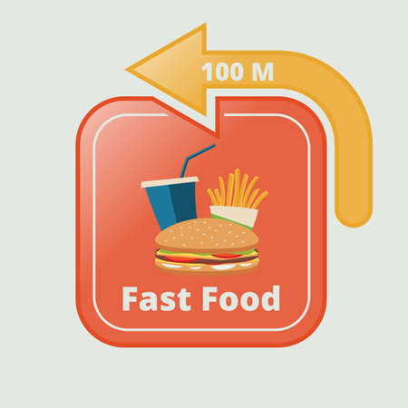Fast food signboard with arrow in a vintage styleのイラスト素材