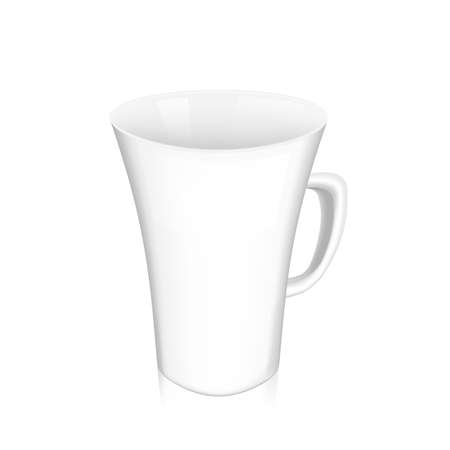 Vector white cup with handle mock up on white backgroundのイラスト素材