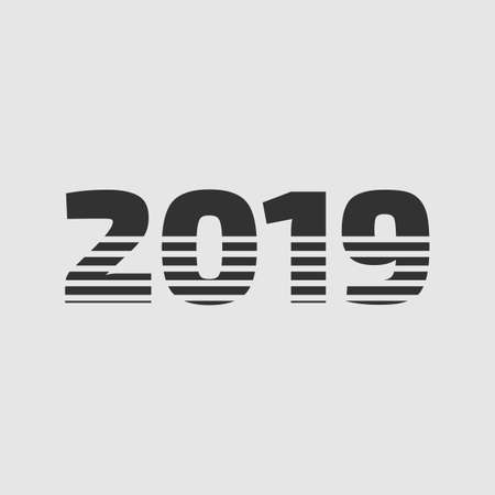 New Year 2019 black sign on the white background illustration.のイラスト素材