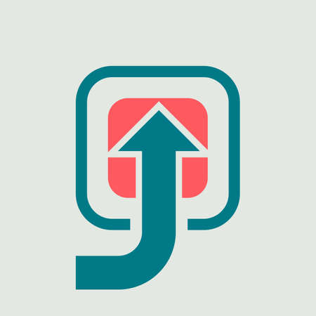 Curved vector arrow sign on a beige background illustration.のイラスト素材
