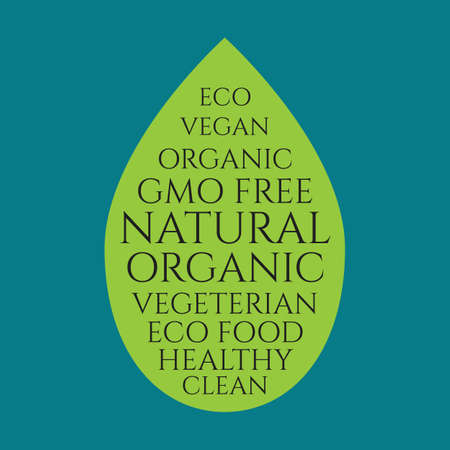 Organic food green leaf vector calligraphy bannerのイラスト素材