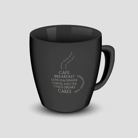 Black Vector cup mockup with handle and typography logoのイラスト素材