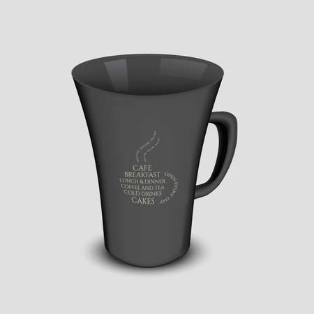 Black Vector cup mockup with handle and typography logoのイラスト素材