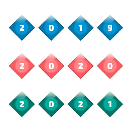 Signs with 2019 year color digits in rhombus Vector illustration.のイラスト素材