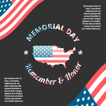 Vintage style Memorial day banner with USA flagのイラスト素材