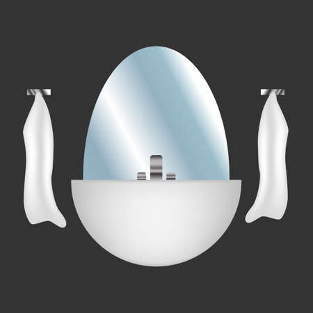 Bathroom sink and mirror on a black backgroundのイラスト素材