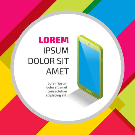 Mobile application banner on a color backgroundのイラスト素材