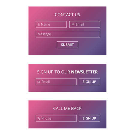 Website contact and sign up forms on a gradient pink backgroundのイラスト素材