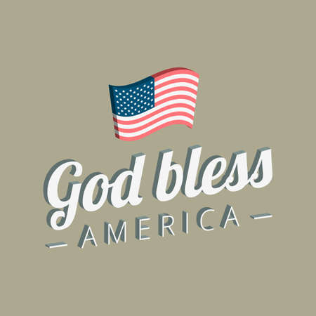 God Bless America sign with the flag in a vintage styleのイラスト素材