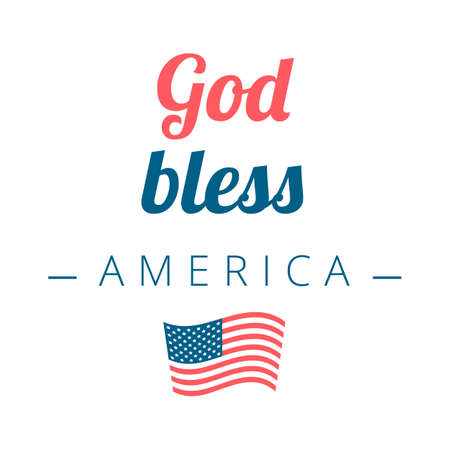 God Bless America sign with the flag on a white backgroundのイラスト素材