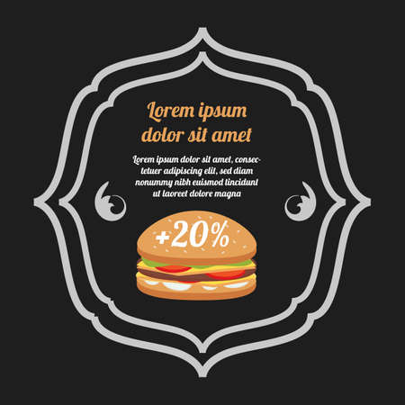 Fast food banner in a vintage style on a black backgroundのイラスト素材