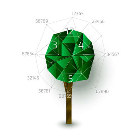 Low poly vector tree infographic on the white backgroundのイラスト素材