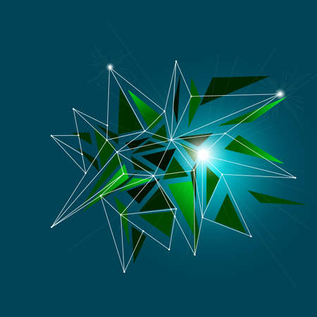 Low poly vector crystal infographic template on the dark blue backgroundのイラスト素材