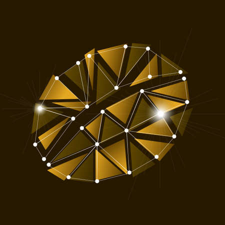 Low poly coffee bean with shiny outline circuitのイラスト素材