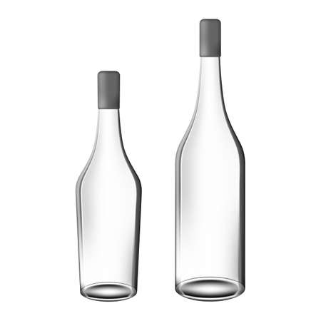 Realistic wine bottles set with shadow on the white backgroundのイラスト素材