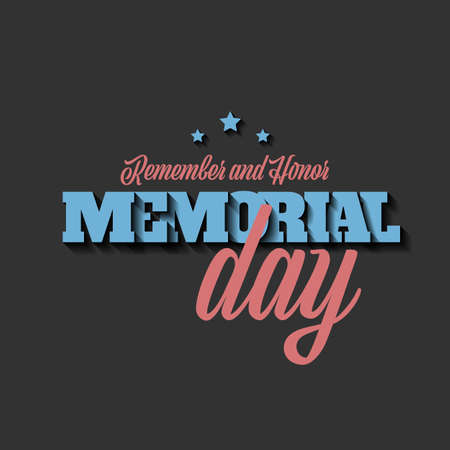 Vintage style Memorial day vector banner with American flagのイラスト素材