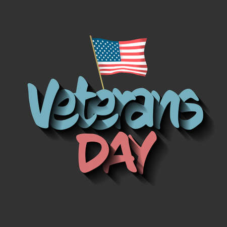 Veterans day banner with the American flag on the black backgroundのイラスト素材
